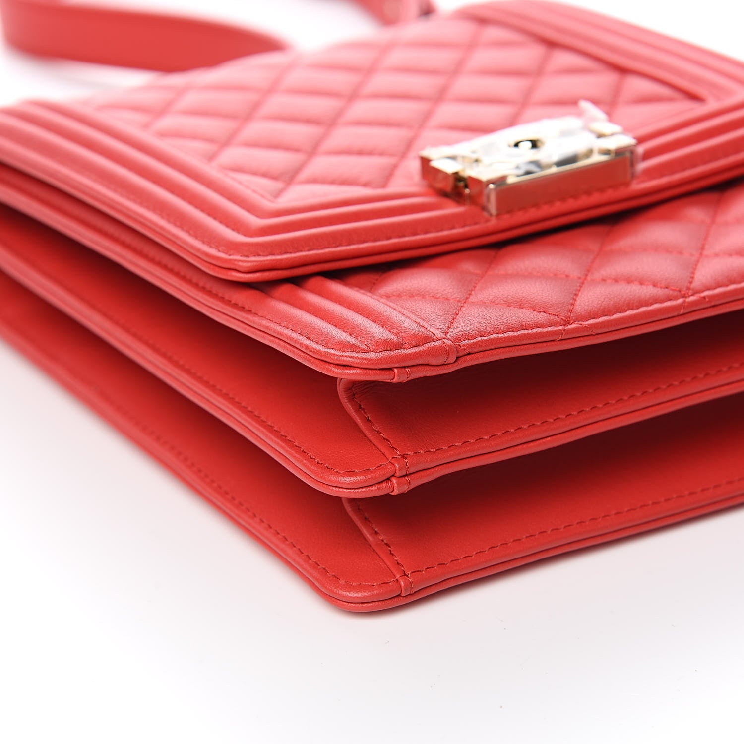 Chanel Calfskin Quilted North South Boy Flap Red 8 of 10