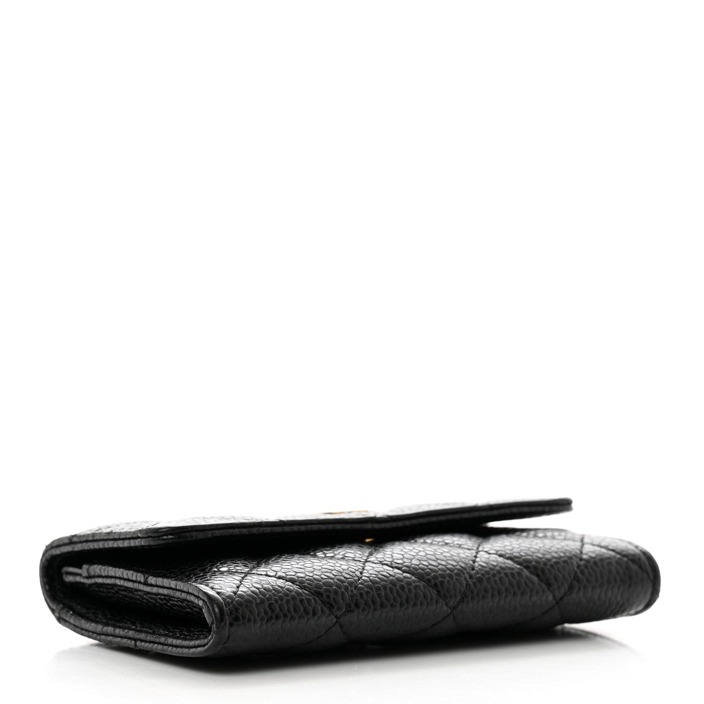 Caviar Quilted Flap Card Holder Black