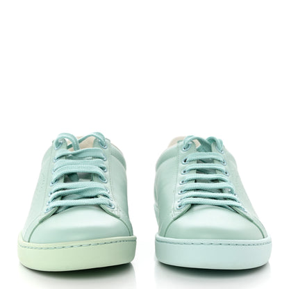 Gucci Calfskin Interlocking G Perforated Womens Ace Sneakers 36.5 Water Green Synthetic Green Garden 2 of 9