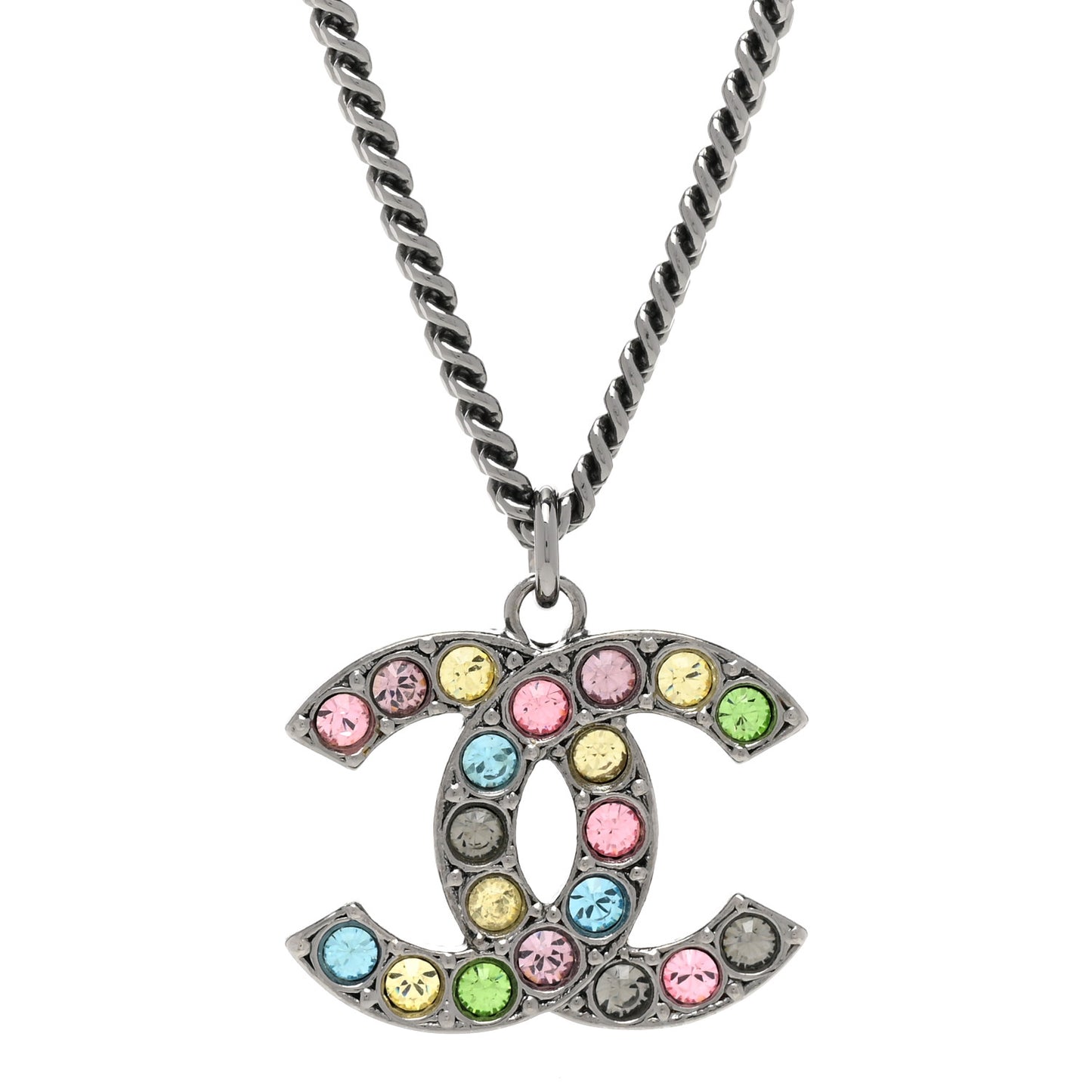 Crystal CC Necklace Silver Multicolor