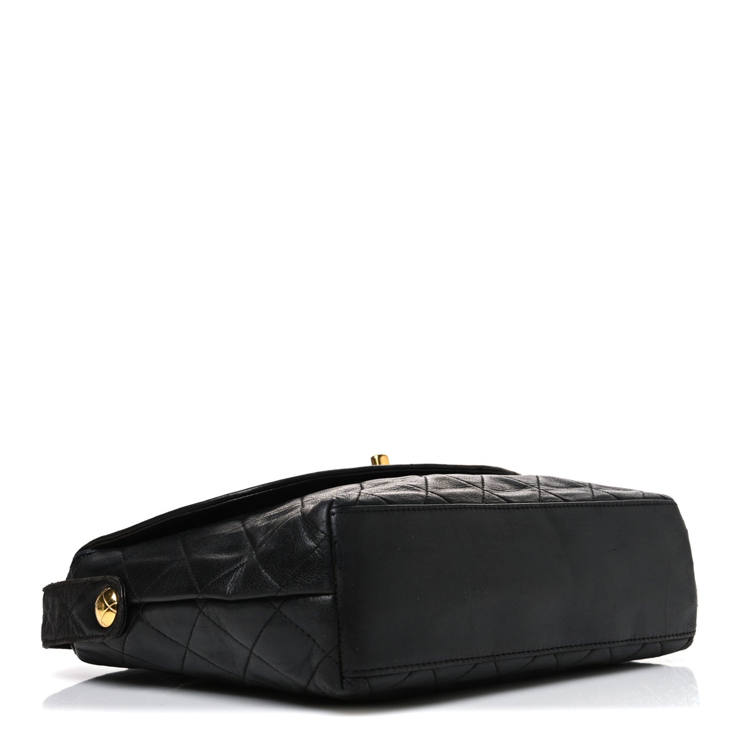 Lambskin Quilted Flap Shoulder Bag Black
