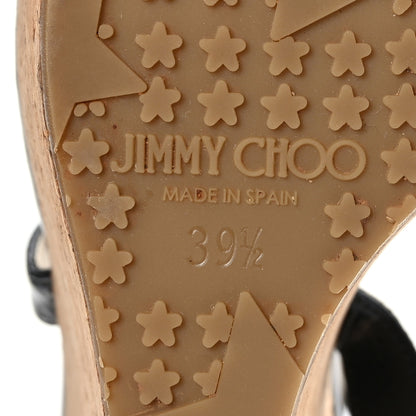 Jimmy Choo Patent Cork Portia 120 Wedge Sandals 39.5 Black 7 of 7