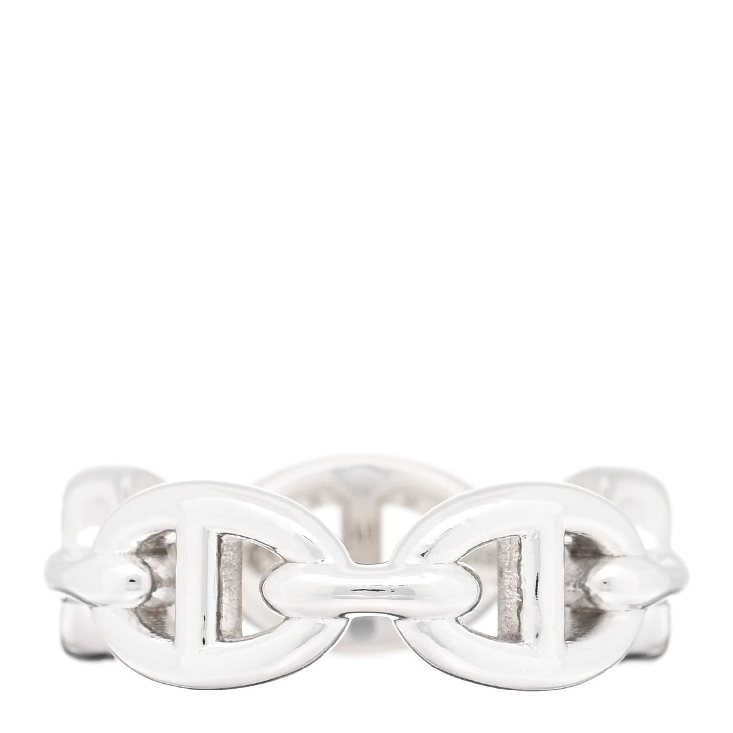 Hermes Sterling Silver PM Chaine d'Ancre Enchainee Band Ring 52 6 3 of 4