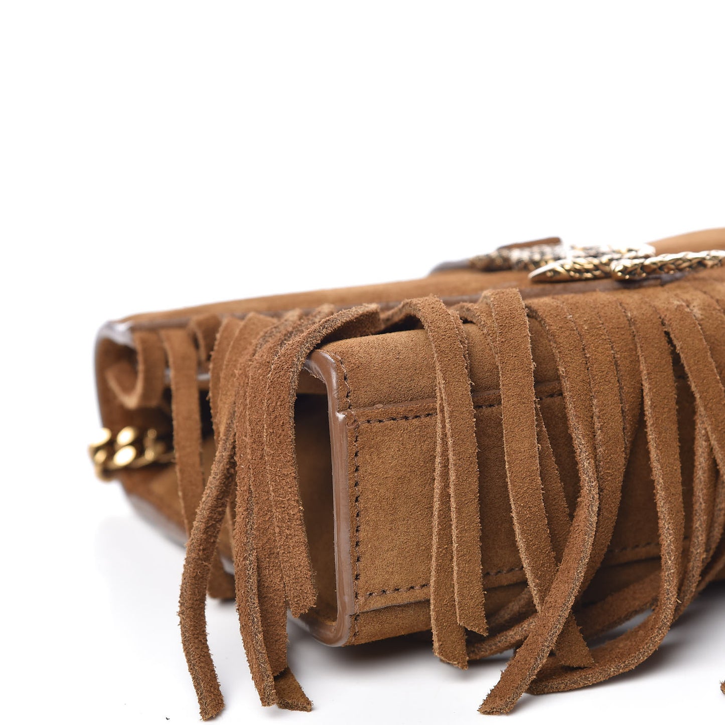 Suede Fringe Baby Monogram Satchel Light Ocre