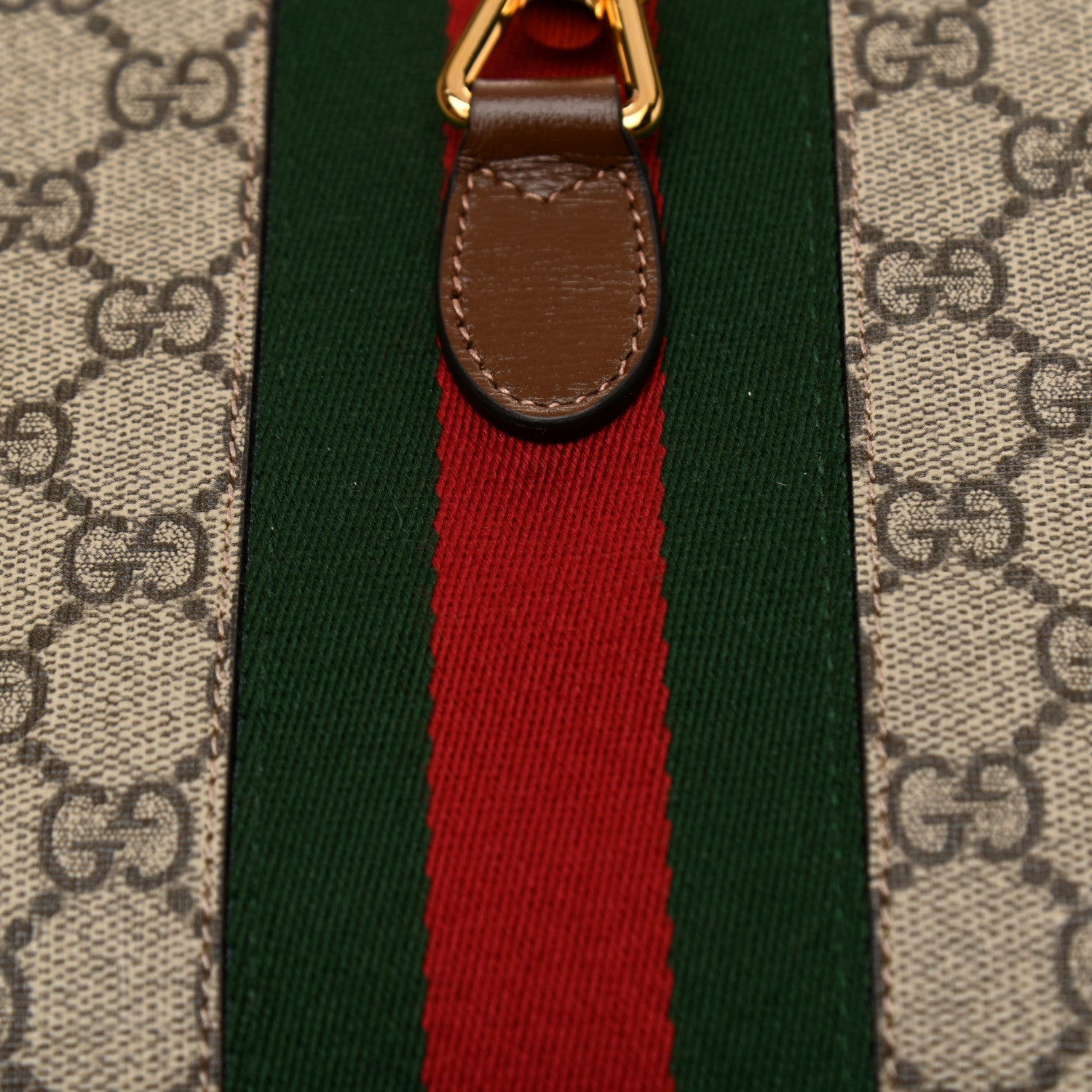Gucci GG Supreme Monogram Azalea Calfskin Web Large Jackie 1961 Tote Beige Ebony Brown Sugar 12 of 16