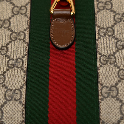 Gucci GG Supreme Monogram Azalea Calfskin Web Large Jackie 1961 Tote Beige Ebony Brown Sugar 12 of 16