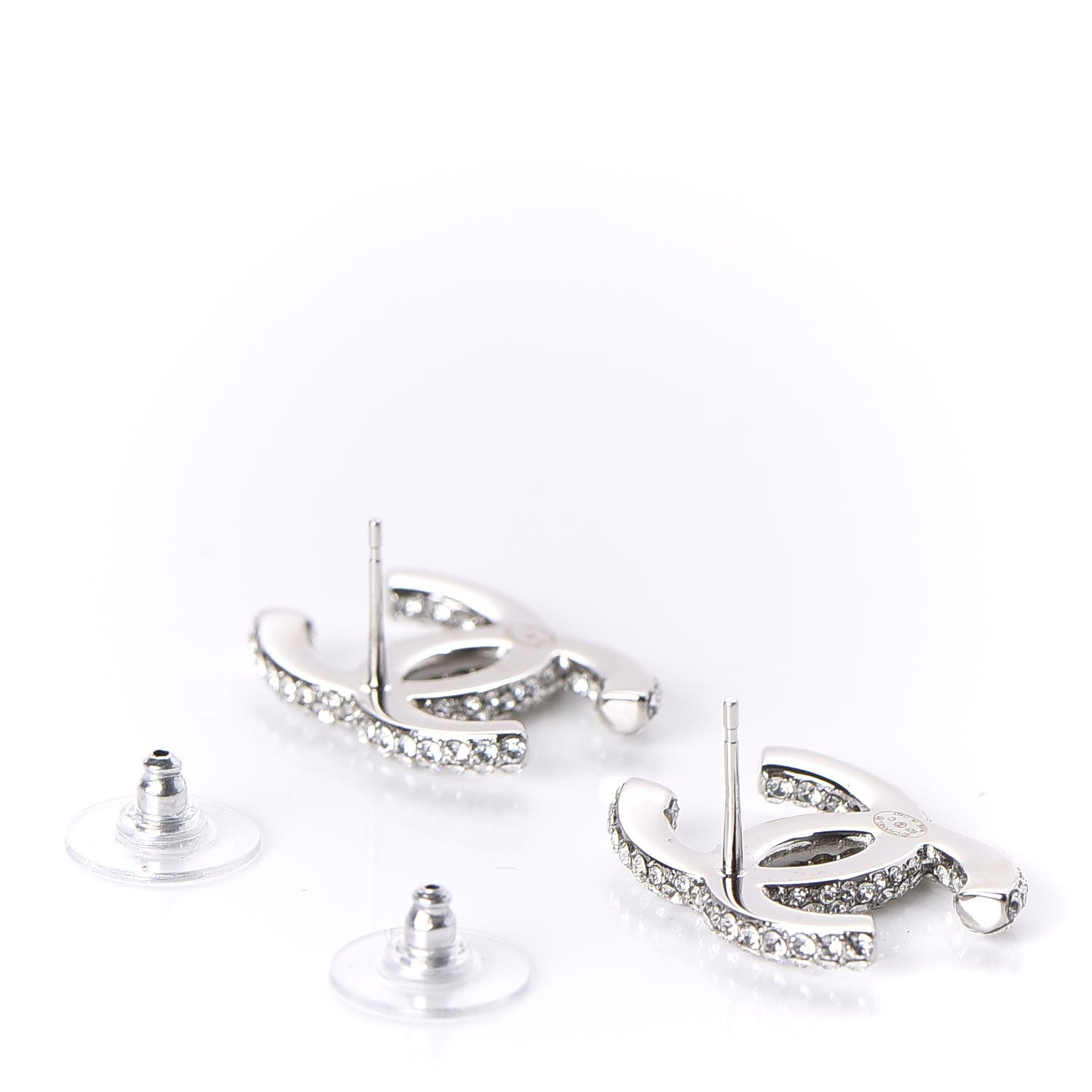 Chanel Crystal Large CC Earrings Silver 3 of 5