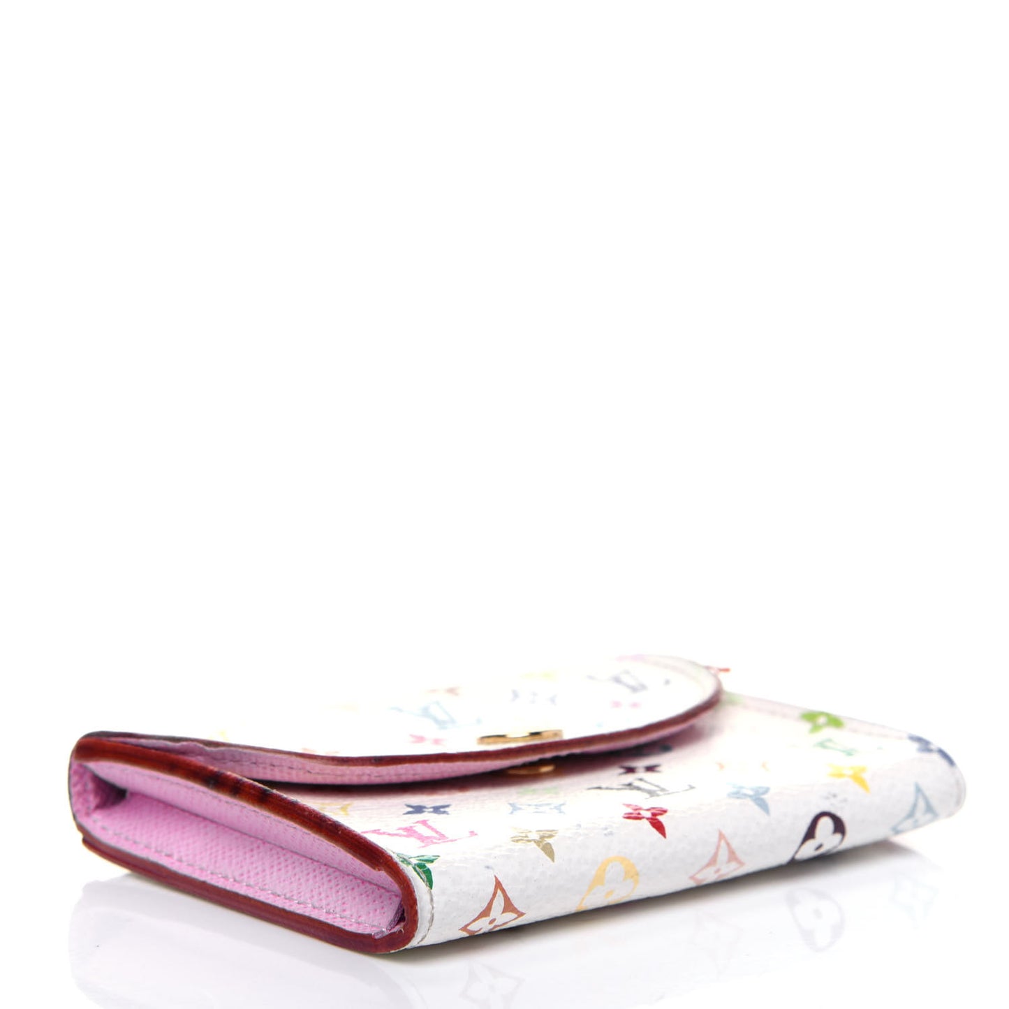Monogram Multicolor Business Card Holder White Litchi