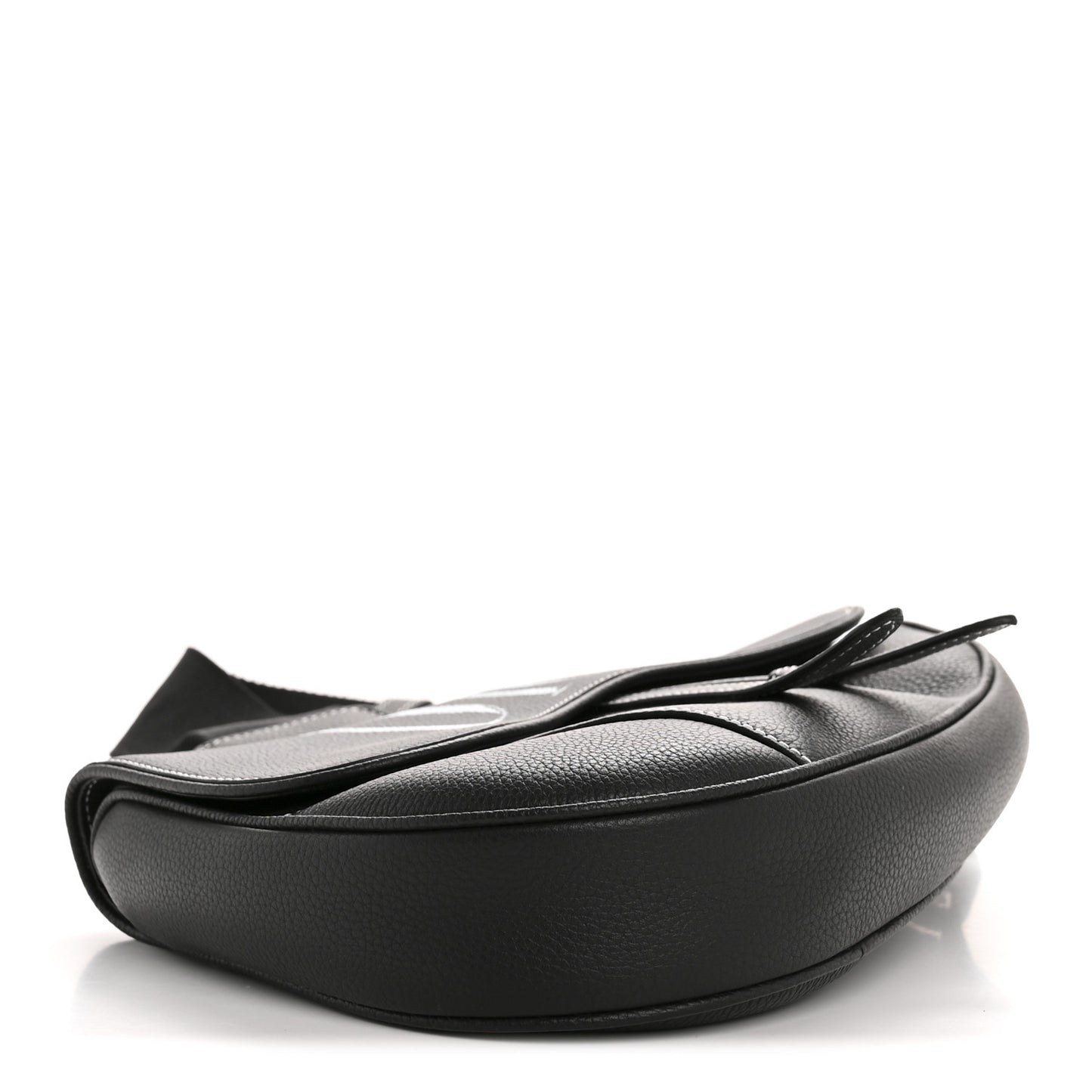 X SHAWN STUSSY Grained Calfskin Saddle Bag Black