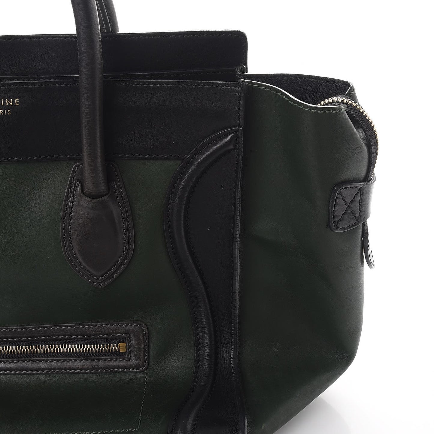Smooth Calfskin Mini Bi-Color Luggage Forest Black