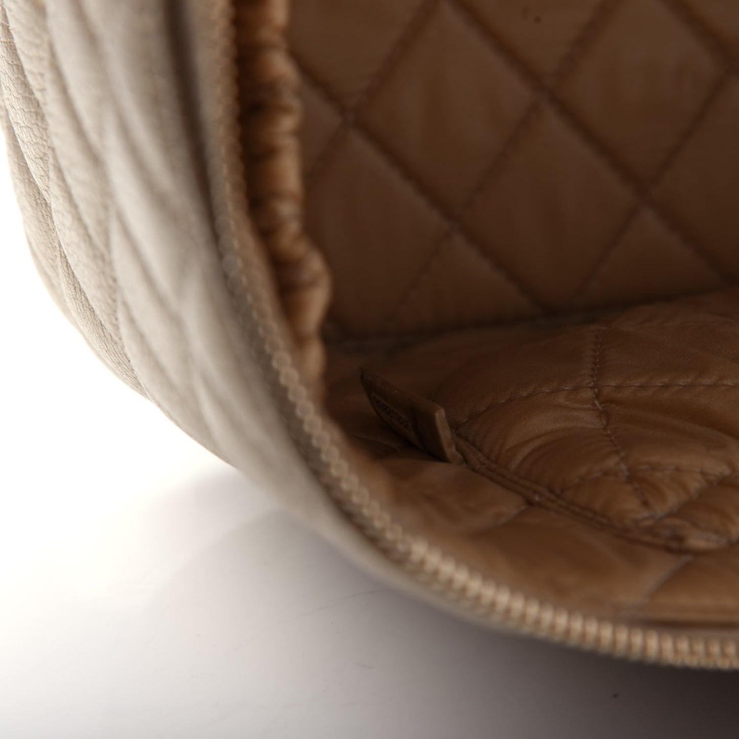 Metallic Calfskin Quilted Large Vanity Pouch Gold
