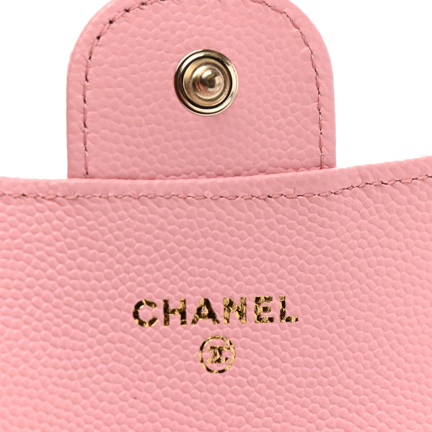 Caviar Quilted Flap Card Holder Wallet Light Pink