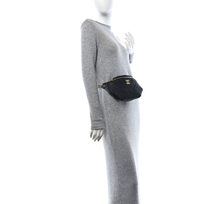 Chanel Lambskin Quilted Resin Bi-Color Waist Bag Fanny Pack Black 2 of 11