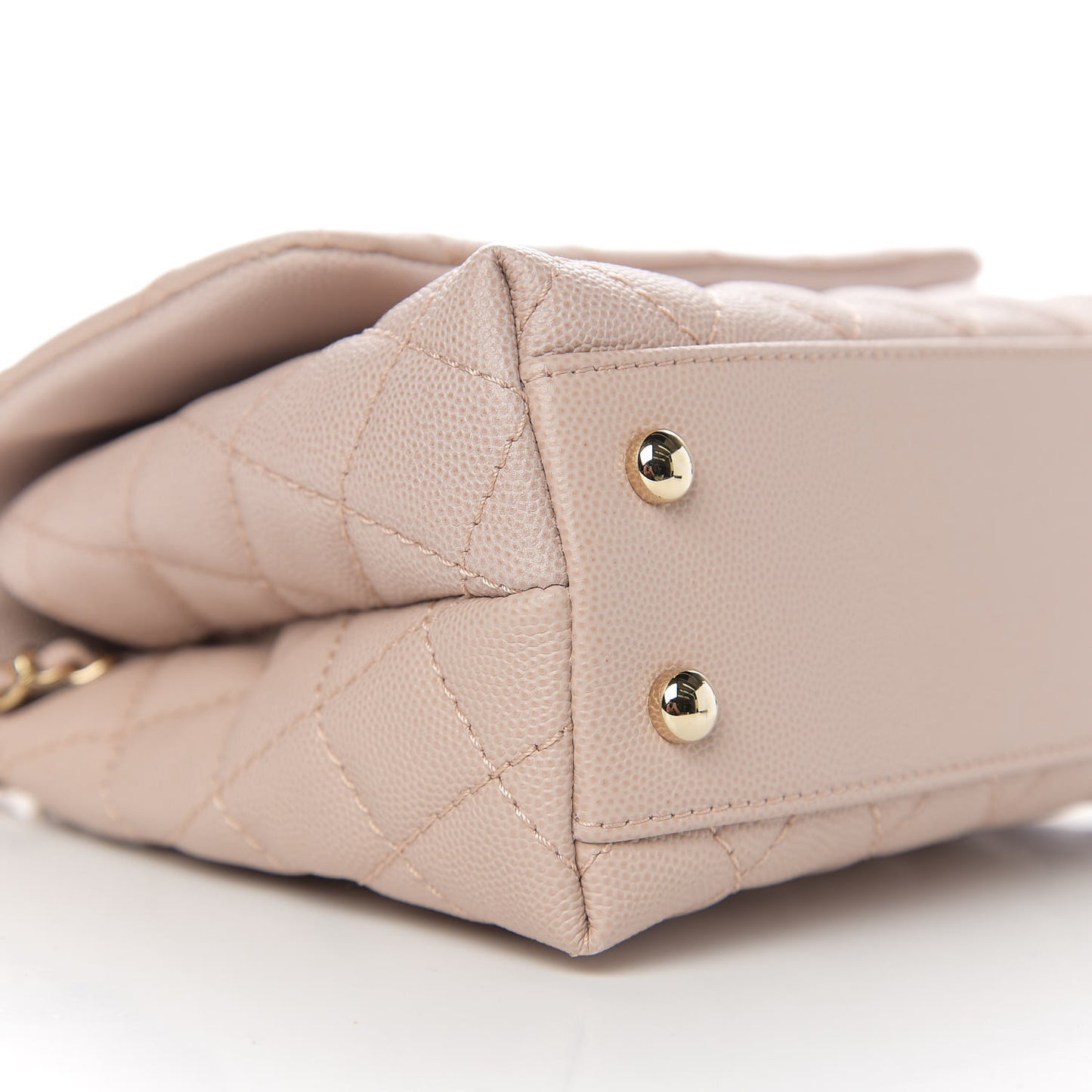 Caviar Quilted Mini Coco Handle Flap Beige