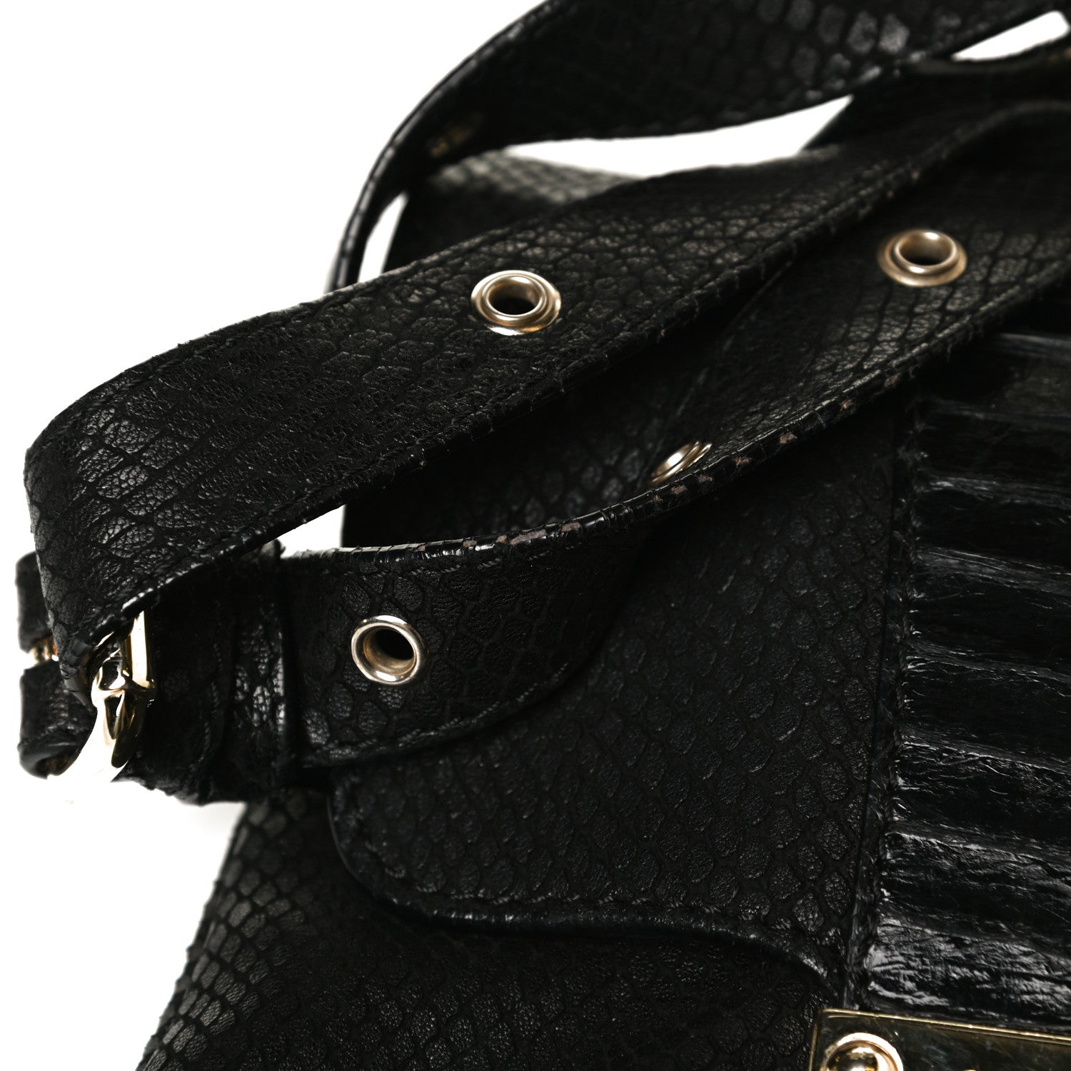 Jimmy Choo Snakeskin Embossed Calfskin Crossbody Black 15 of 15