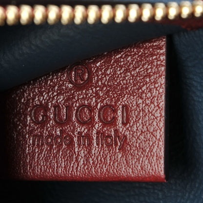 Gucci Suede Calfskin Large Rajah Chain Tote New Blue Romantic Cherry 7 of 9