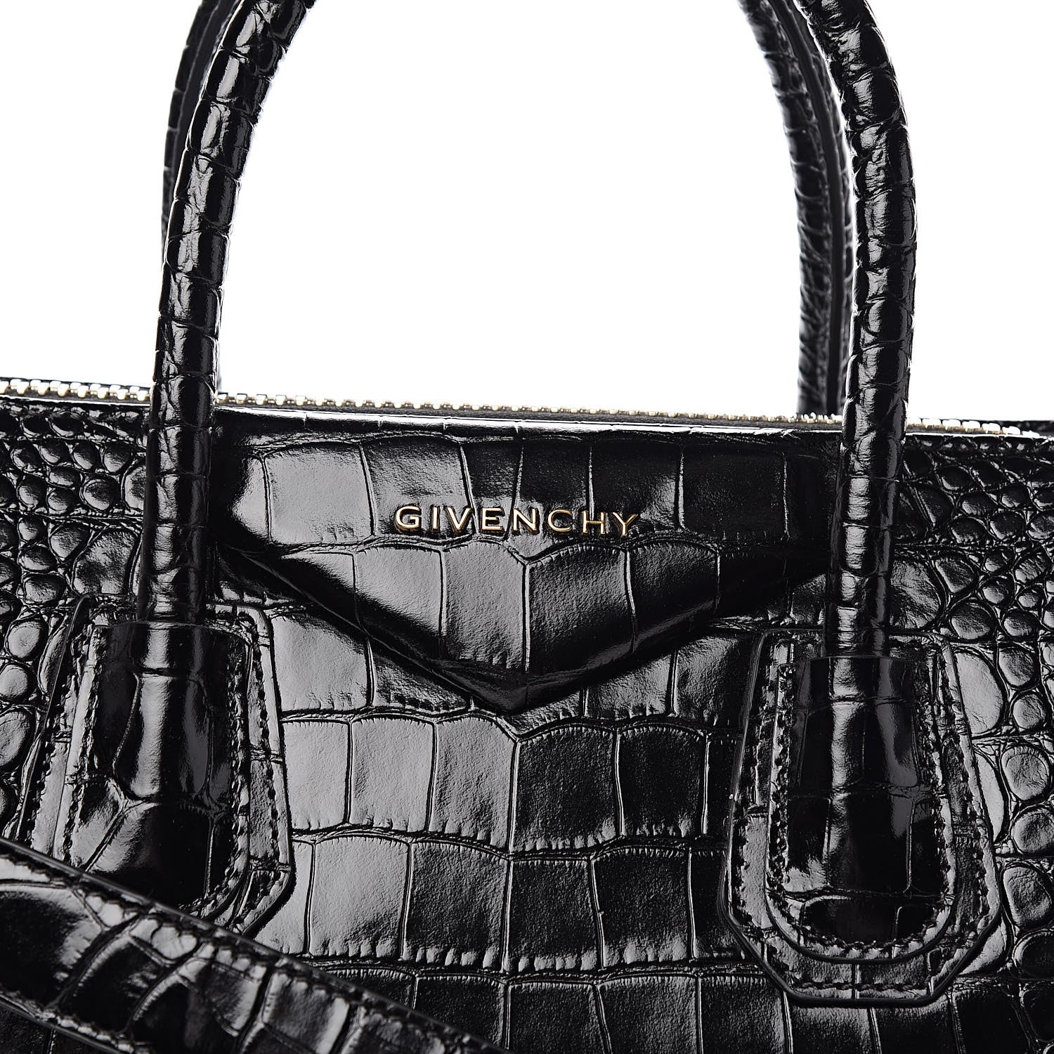 Givenchy Calfskin Crocodile Embossed Small Antigona Black 10 of 10