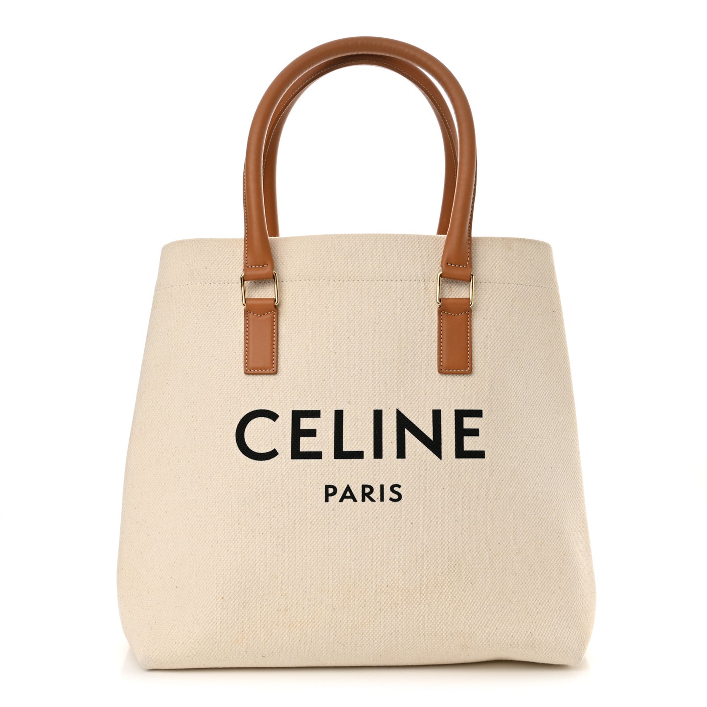 Canvas Calfskin Logo Print Small Horizontal Cabas Natural Tan