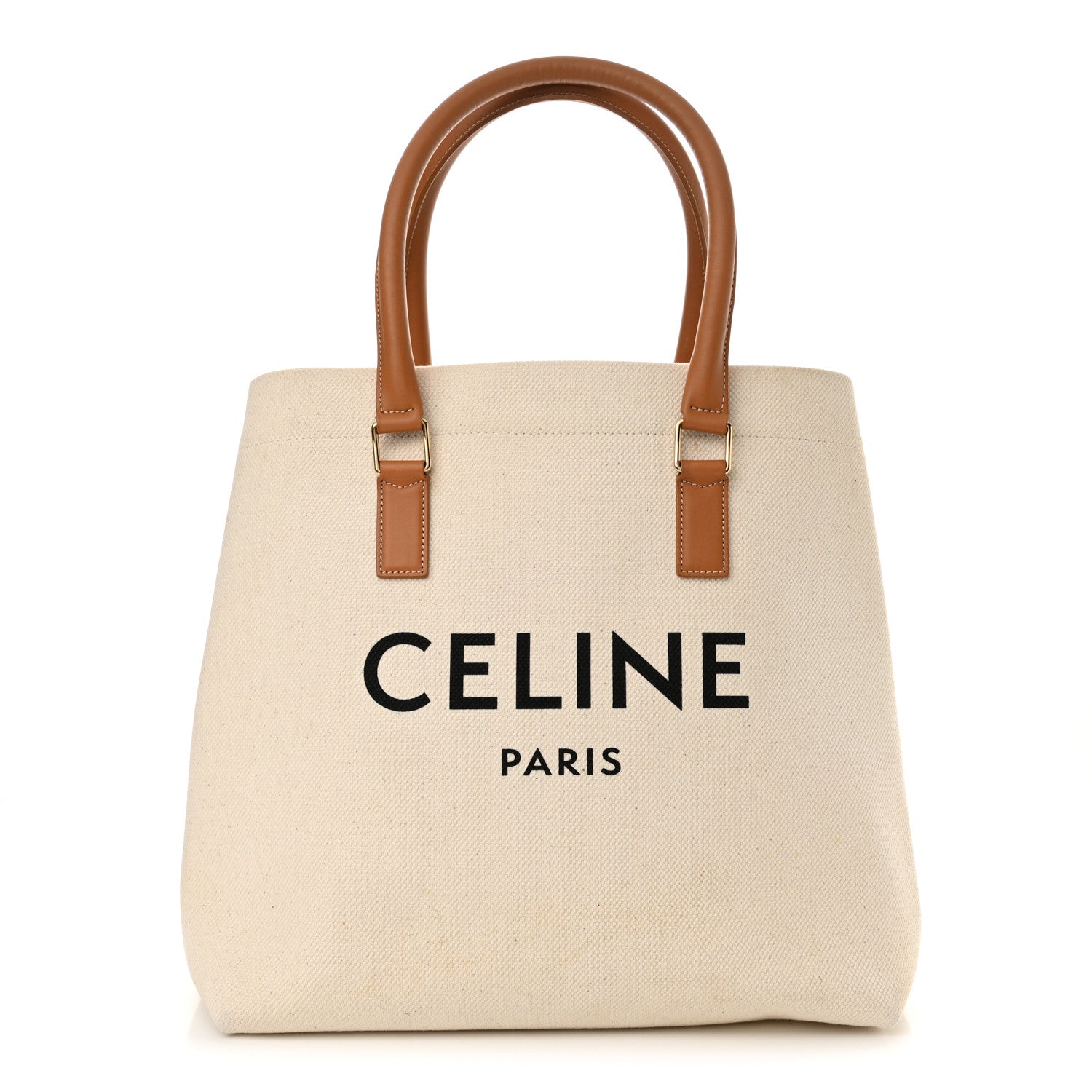 Celine Canvas Calfskin Logo Print Small Horizontal Cabas Natural Tan 1 of 16