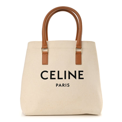 Celine Canvas Calfskin Logo Print Small Horizontal Cabas Natural Tan 1 of 16