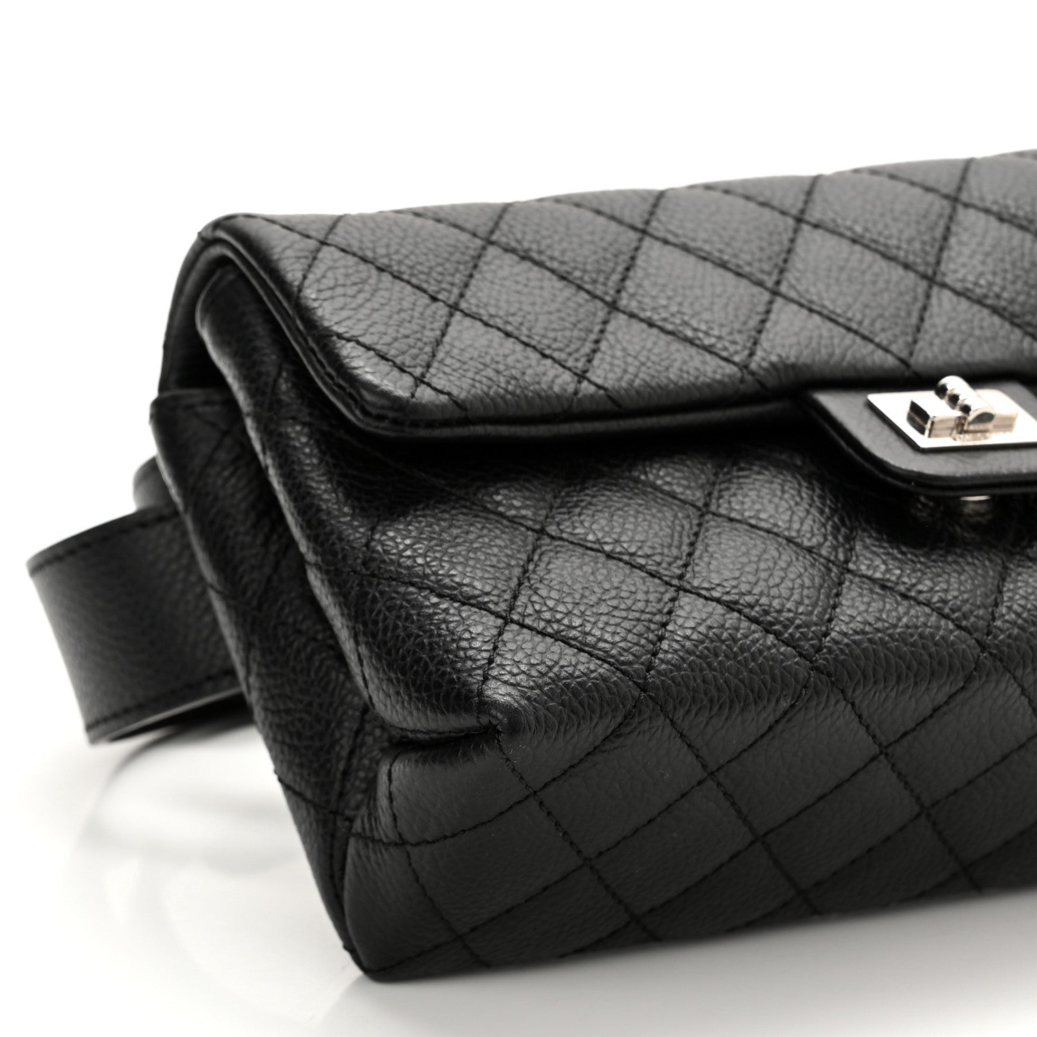 Chanel Grained Calfskin Quilted 2.55 Reissue Flap Belt Bag Clutch Black 9 of 10