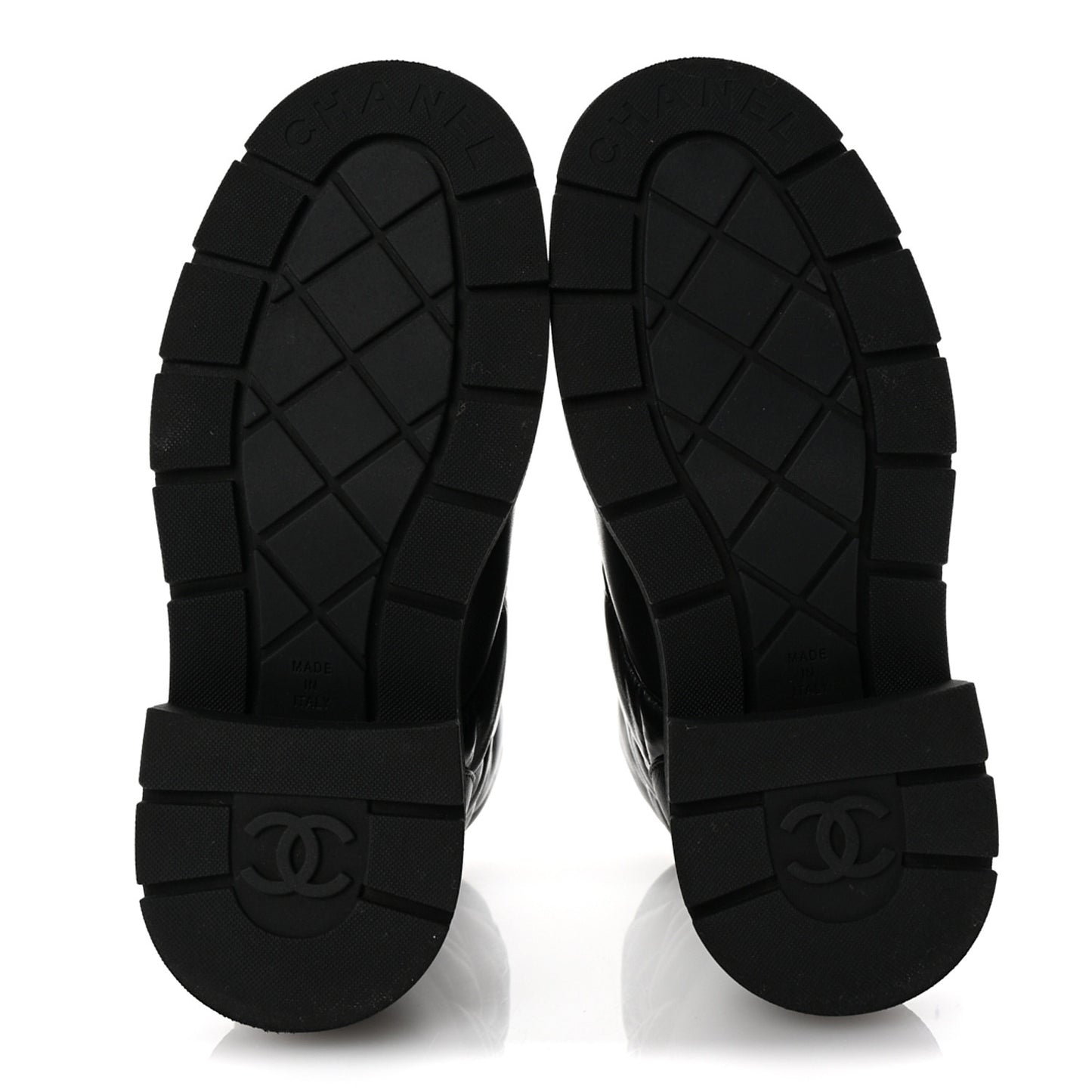 Lambskin Calfskin Quilted Lace Up Combat Boots 37 Black