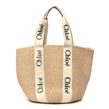 Chloe Raffia Large Woody Basket Bag White 1 of 11