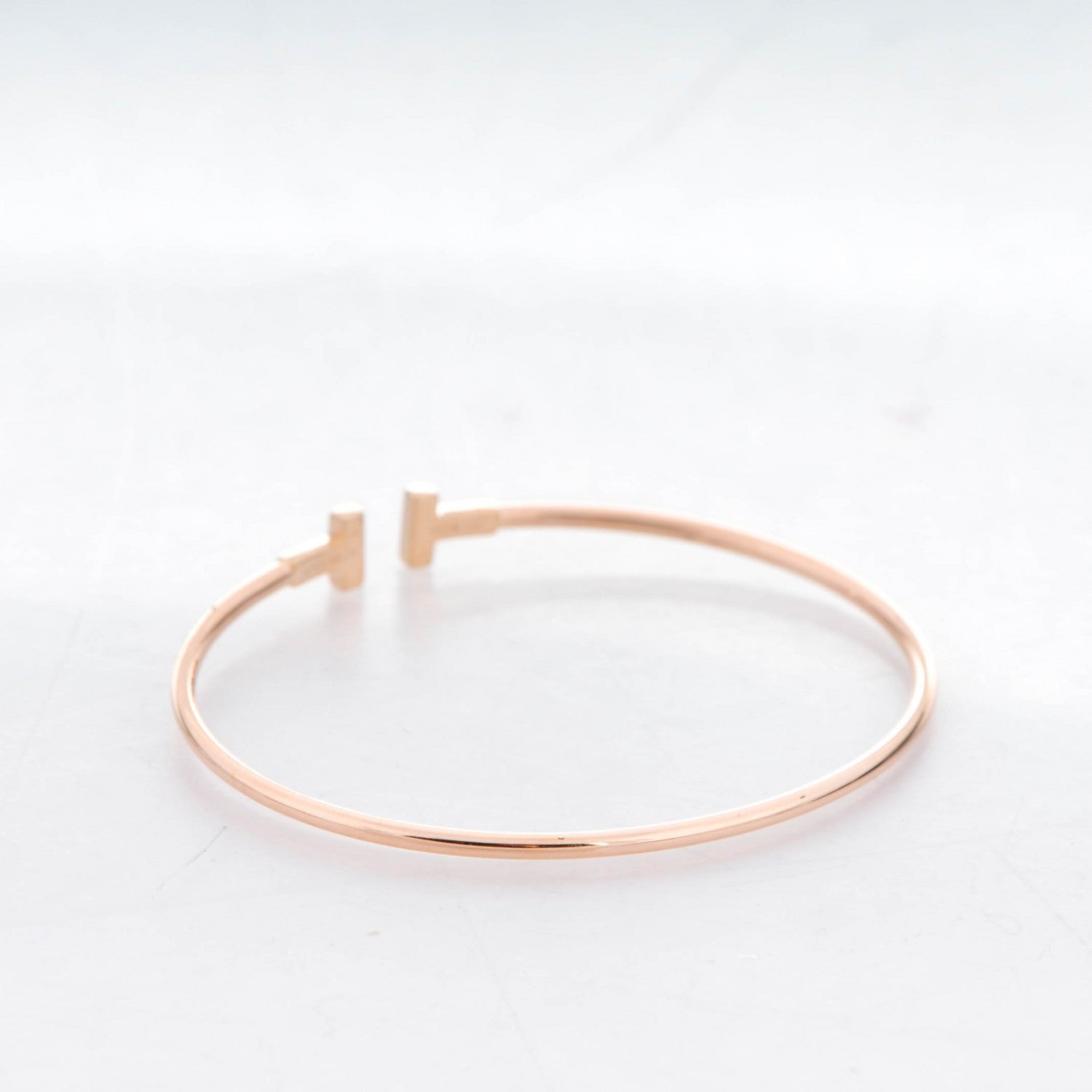 Tiffany 18K Rose Gold Narrow T Wire Bracelet 3 of 4