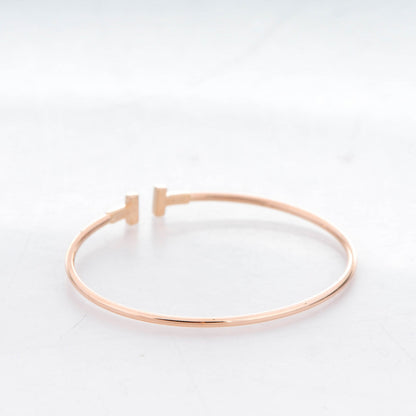 Tiffany 18K Rose Gold Narrow T Wire Bracelet 3 of 4