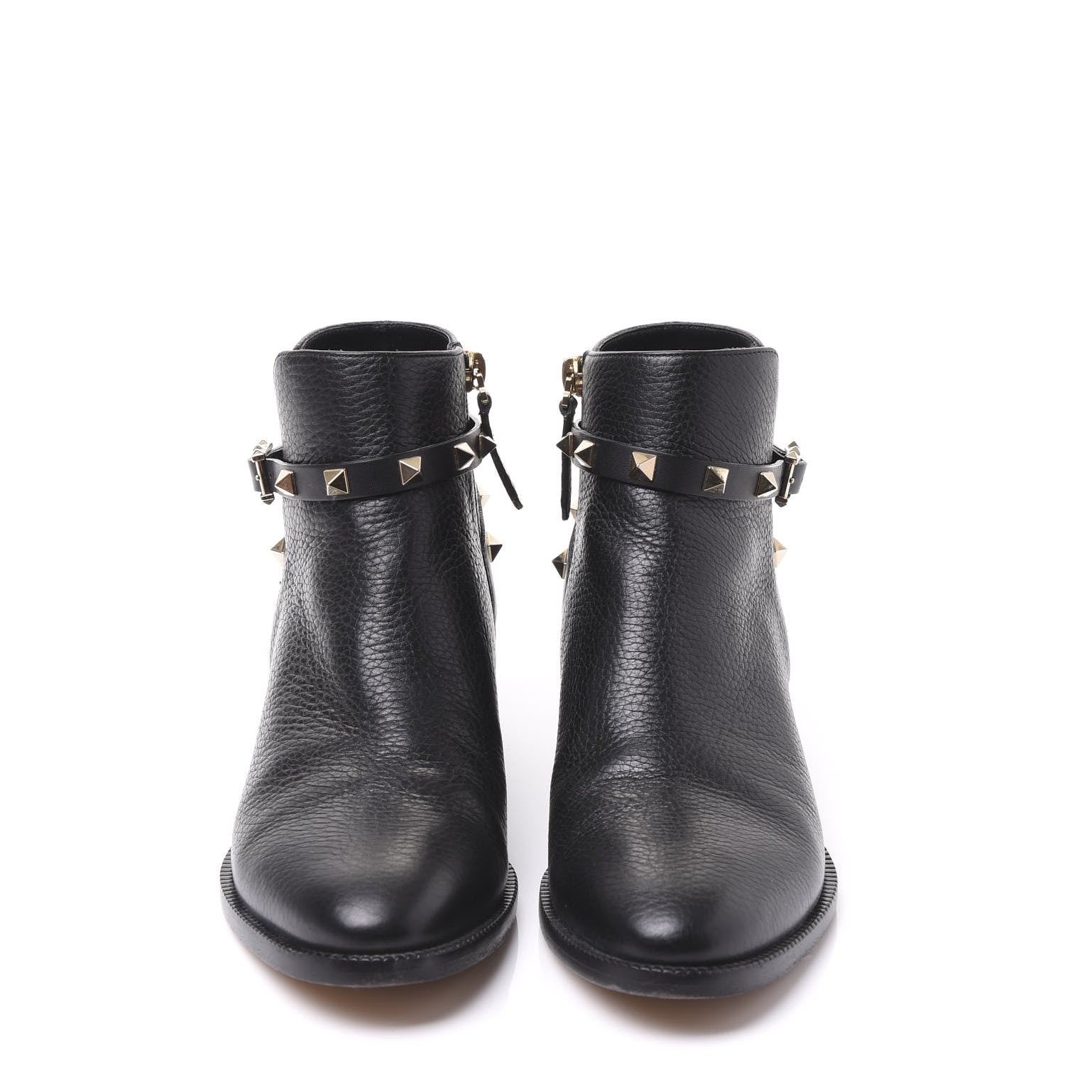 Valentino Garavani Grained Calfskin Rockstud Single Buckle 35mm Cowboy Ankle Boots 36.5 Black 3 of 8