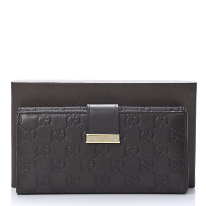 Gucci Guccissima Margaux Calfskin Icon Bar Continental Flap Wallet Chocolate 10 of 10