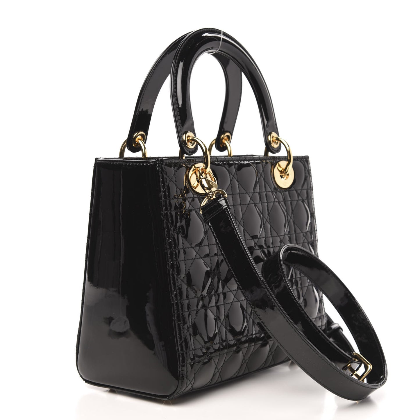 Patent Cannage Medium Lady Dior Black