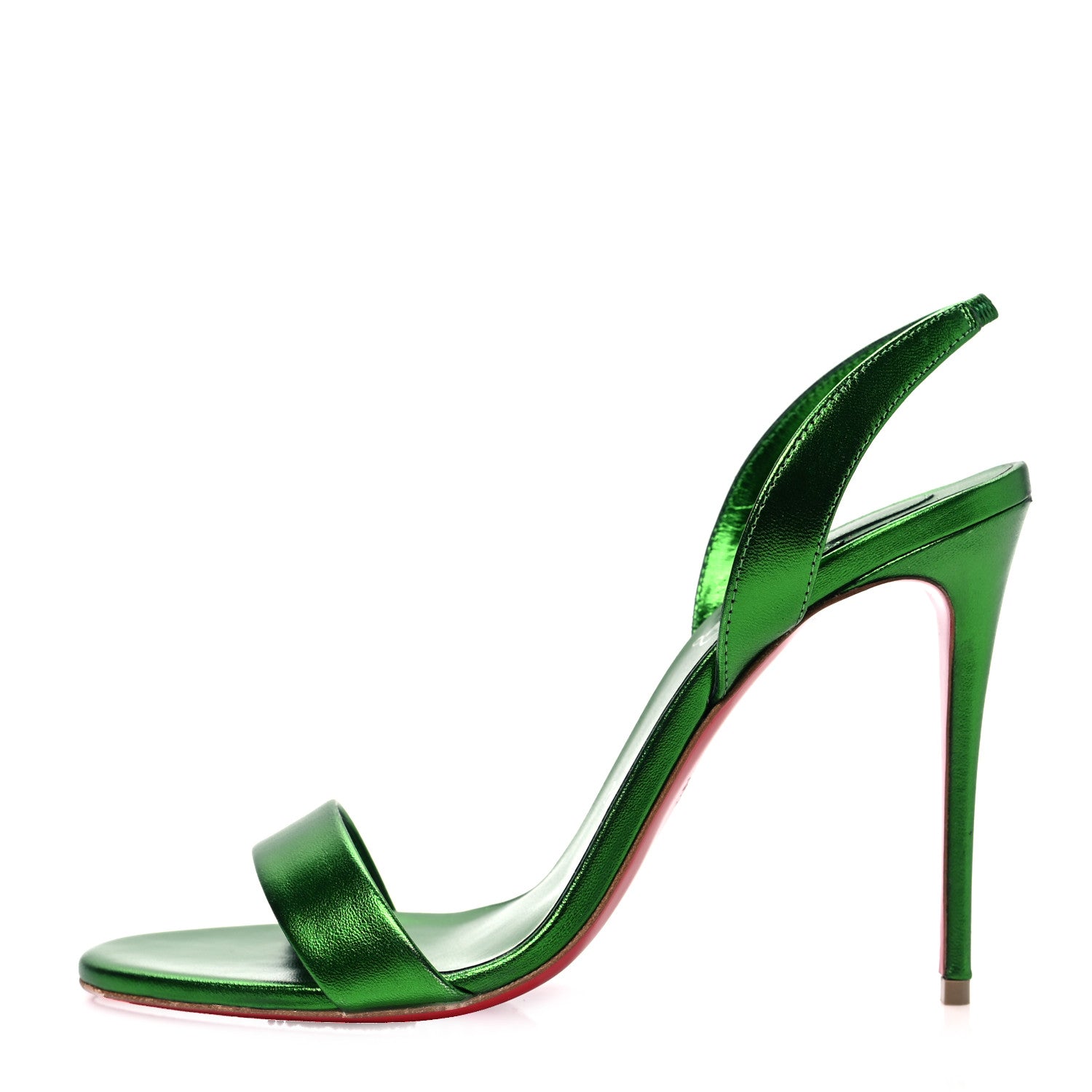 Christian Louboutin Metallic Calfskin O Marylin 100 Slingback Sandal Heels 39 Spinach 1 of 8
