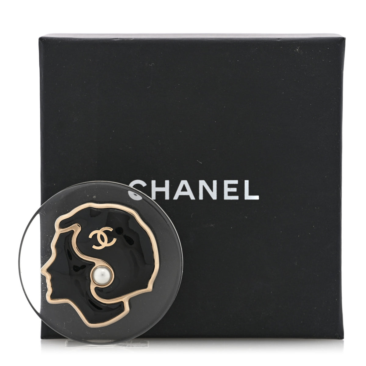Chanel Resin Pearl CC Coco Pin Brooch Black 4 of 4