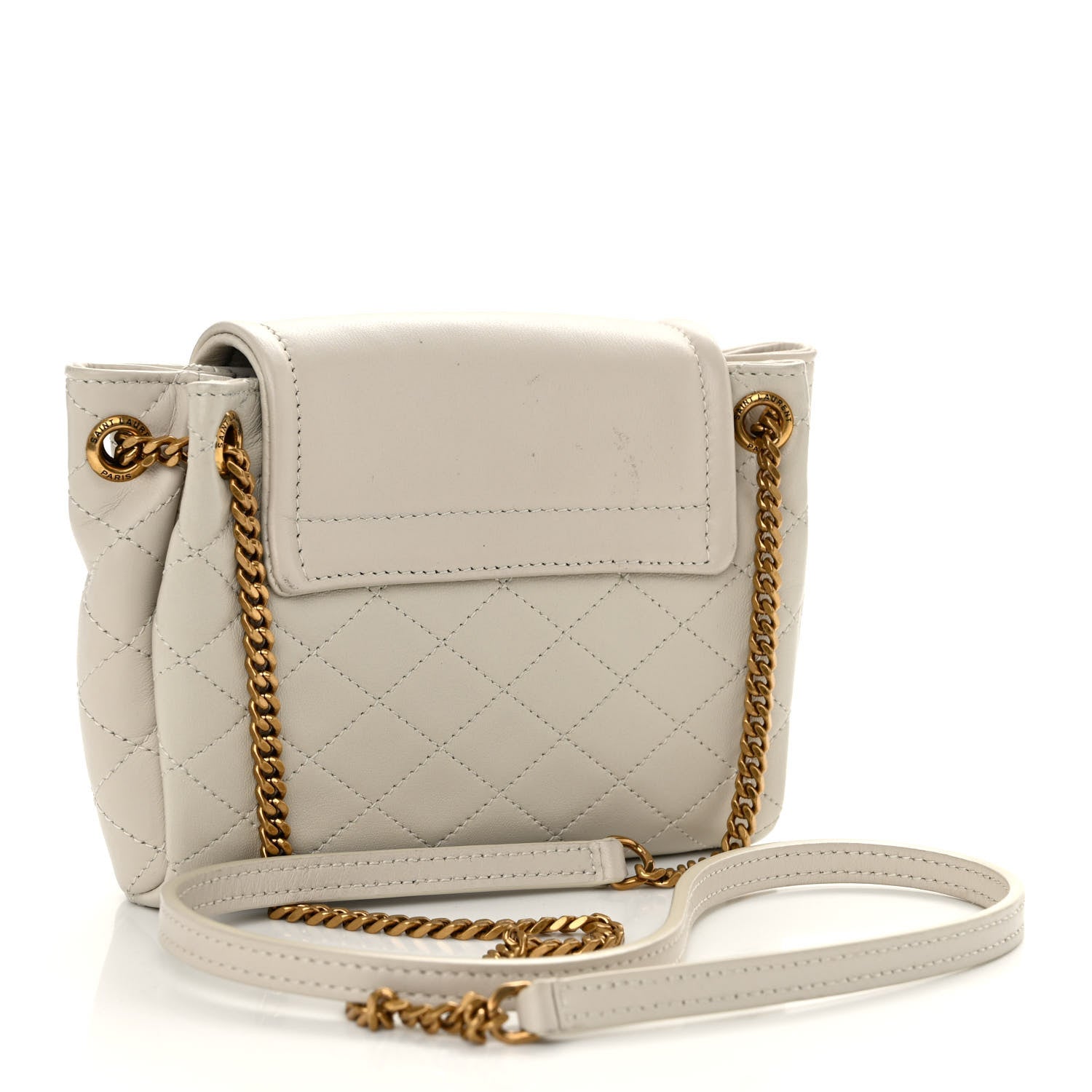 Saint Laurent Lambskin Quilted Monogram Mini Nolita Blanc Vintage 3 of 10