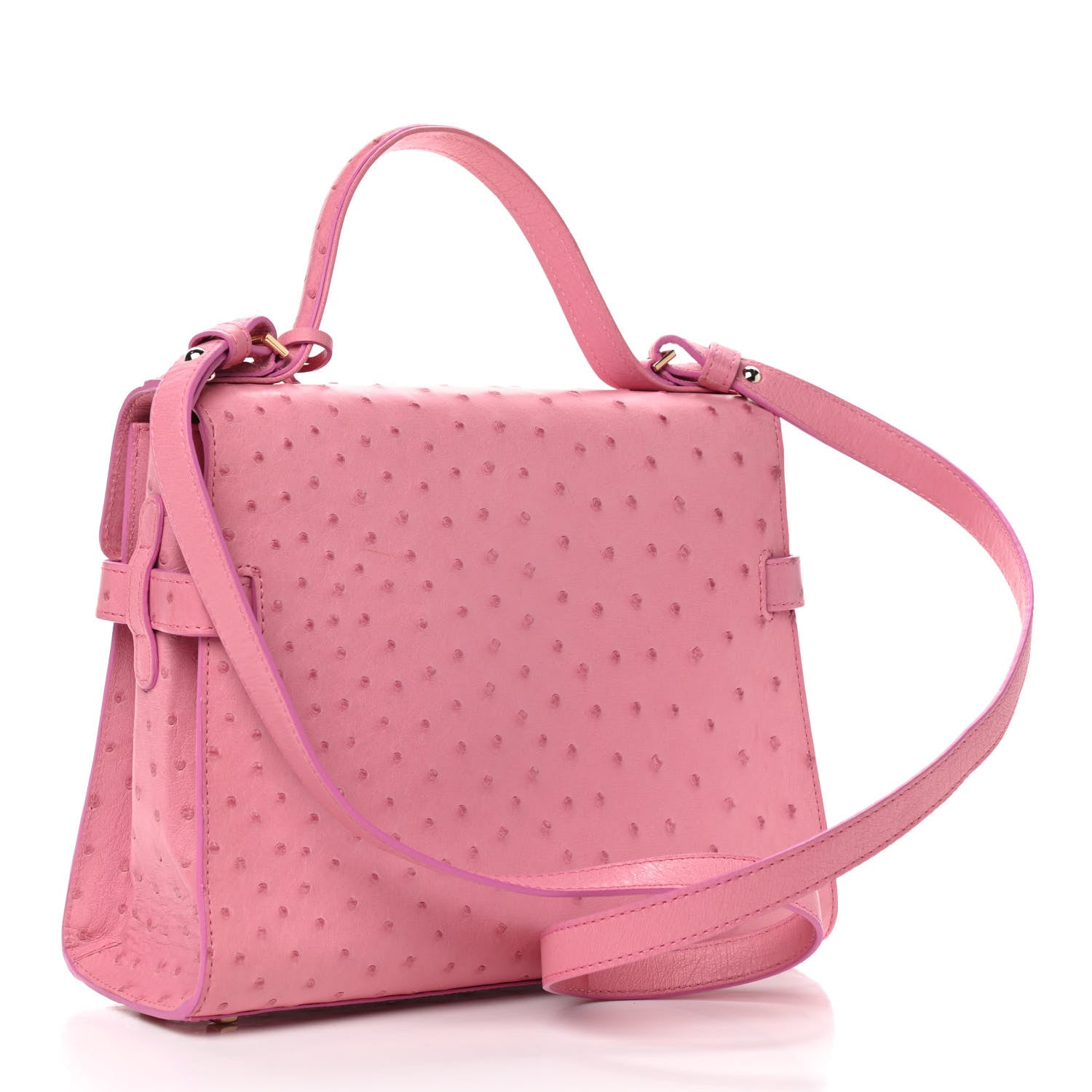 Delvaux Ostrich MM Tempete Satchel Pink 3 of 12