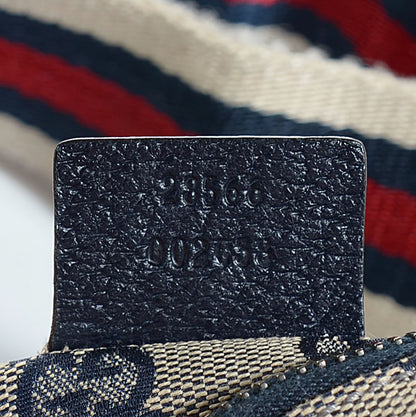 Gucci GG Monogram Web Double Pocket Belt Bag Navy 7 of 7