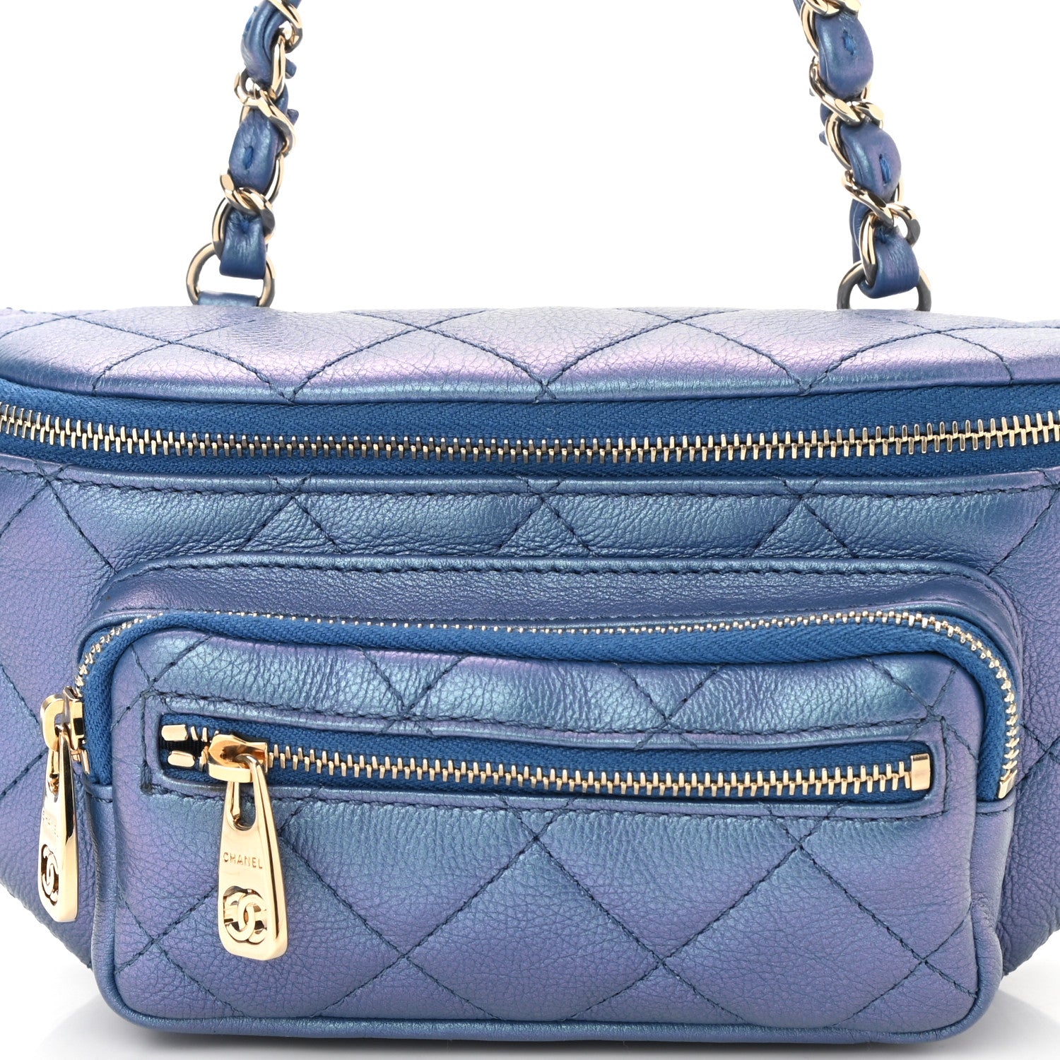 Chanel Iridescent Calfskin Quilted All About Waist Belt Bag Blue 8 of 11