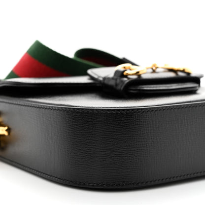 Gucci Azalea Calfskin Web Mini Horsebit 1955 Shoulder Bag Black 9 of 12