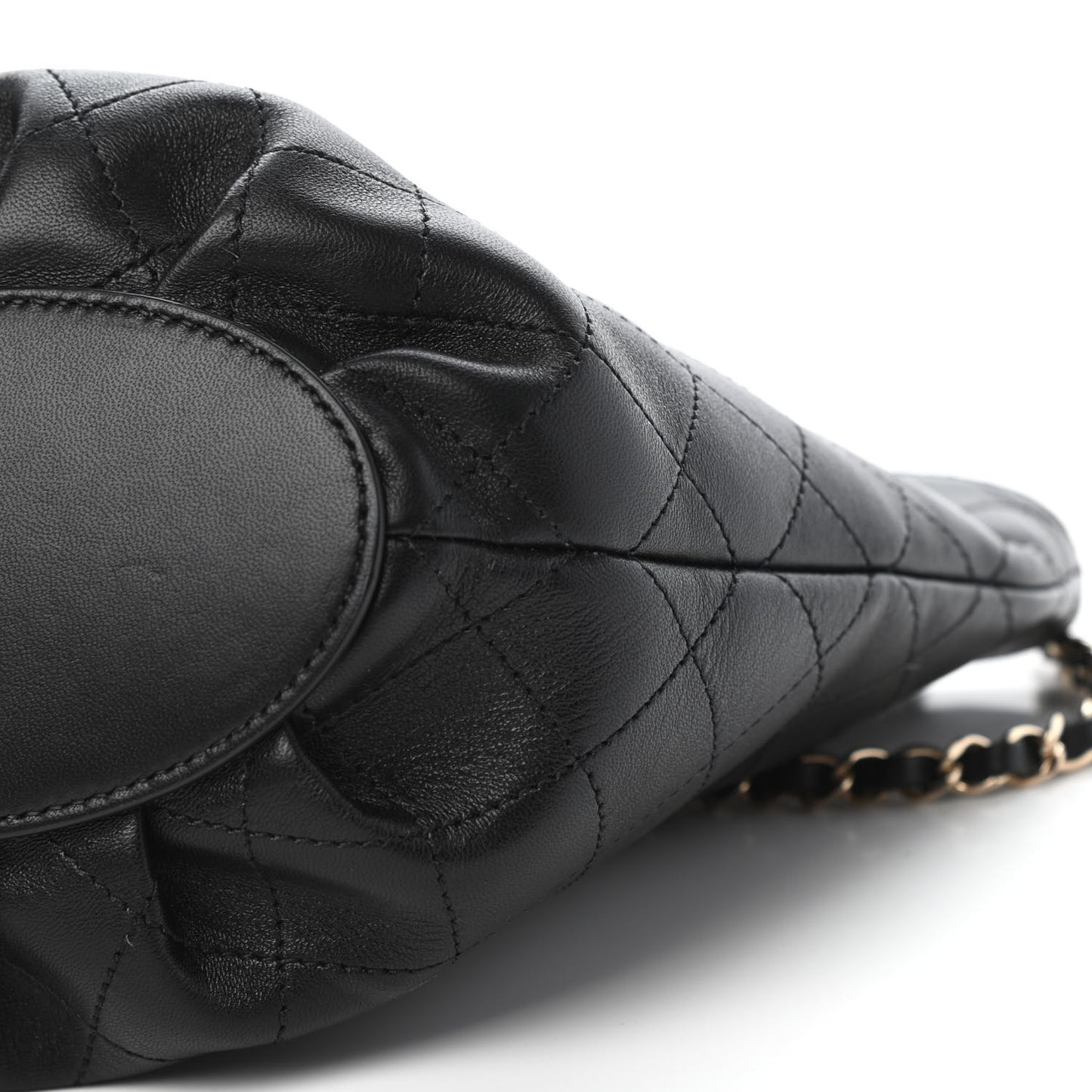 Lambskin Stitched Small Shopping Tote Black
