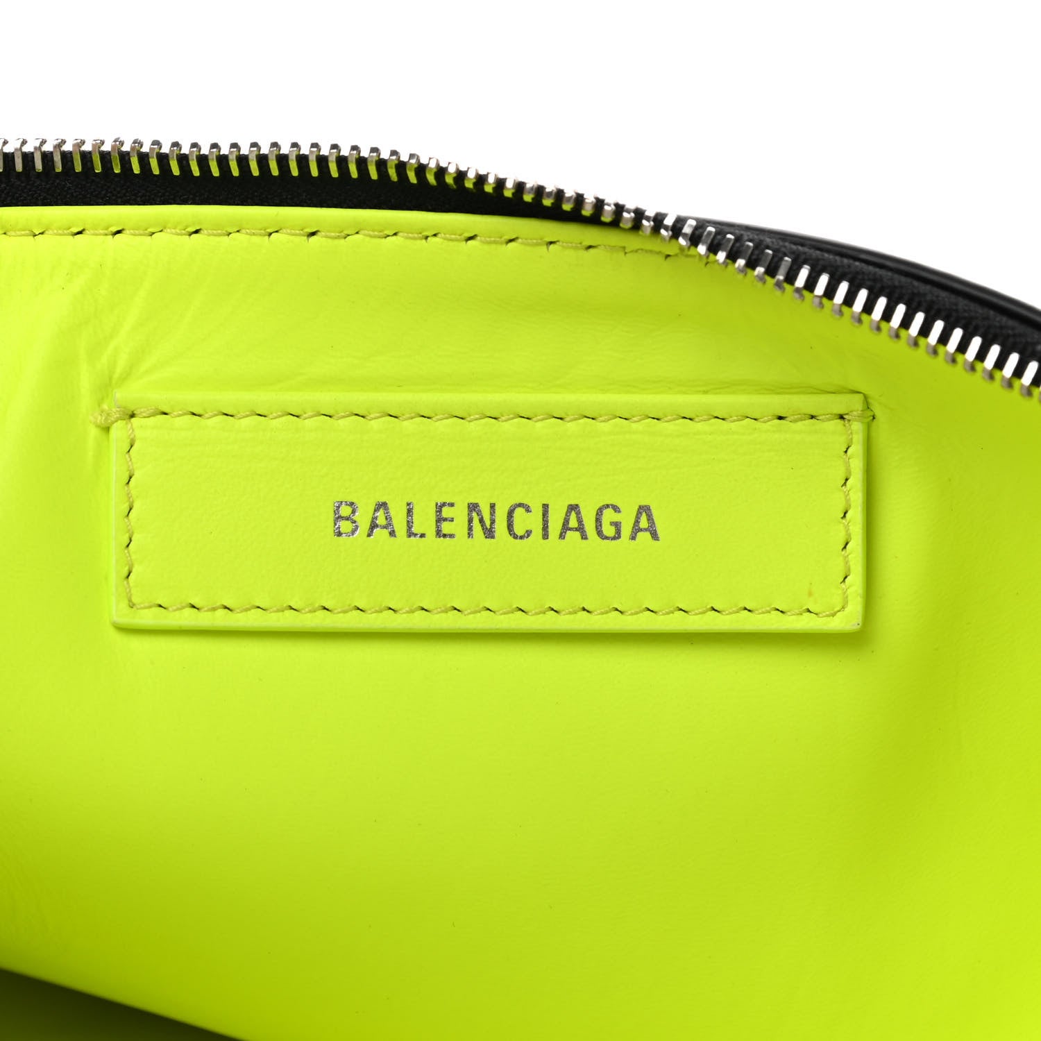 Balenciaga Smooth Calfskin Logo Zip Pouch Black Fluo Yellow 7 of 8