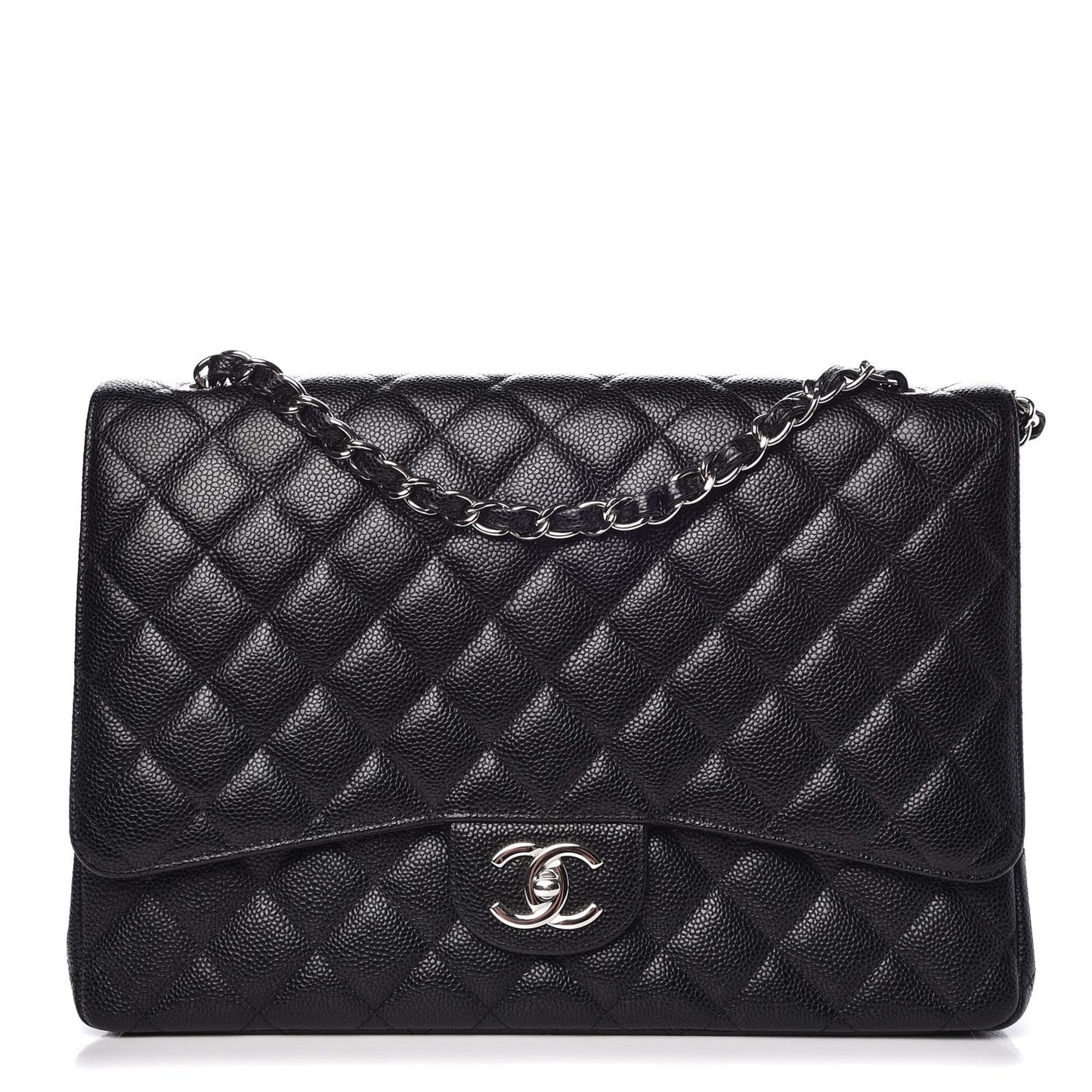 Caviar Quilted Maxi Double Flap Black