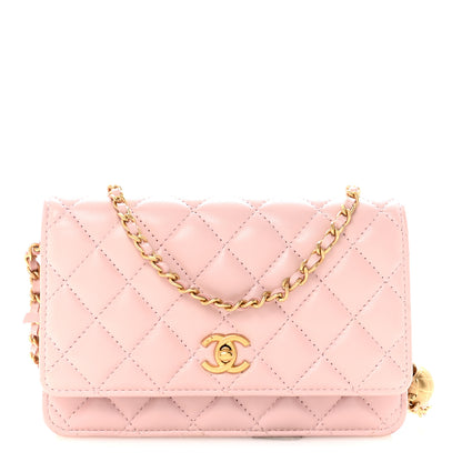 Chanel Lambskin Quilted CC Pearl Crush Wallet on Chain WOC Light Pink 1 of 12