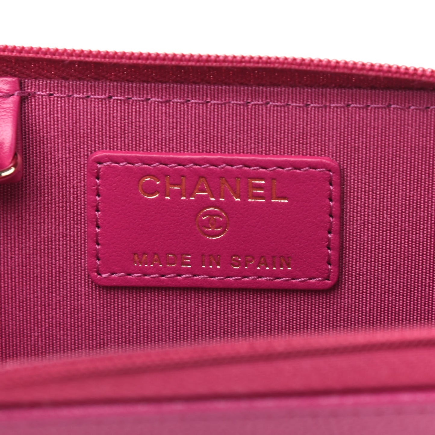 Calfskin Chain CC Key Holder Case Dark Pink