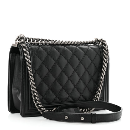 Chanel Calfskin Quilted Double Stitch New Medium Boy Flap Black 3 of 16