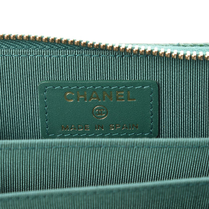Chanel Metallic Caviar Quilted Zip Coin Purse Green 6 of 8