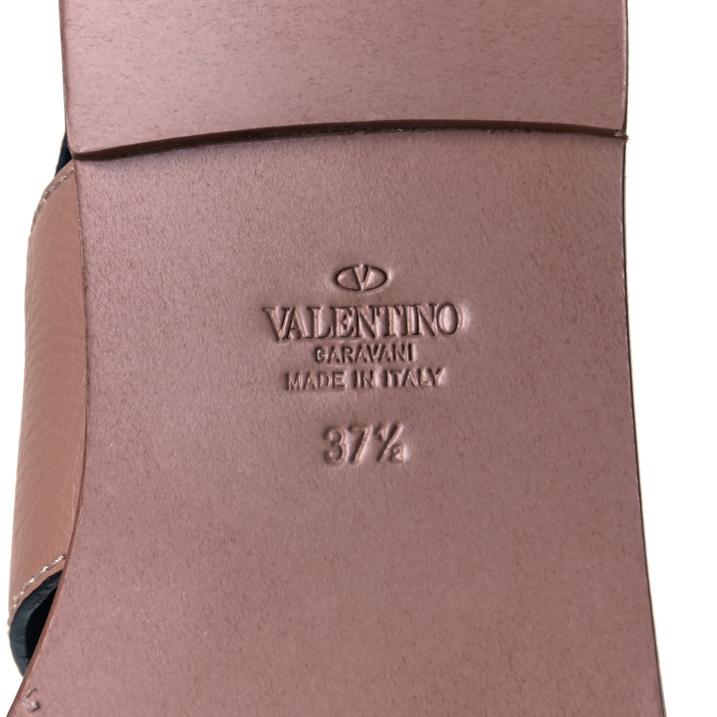 Grainy Cowhide Vlogo Slingback Flat Thong Sandals 37.5 Rose Cannelle