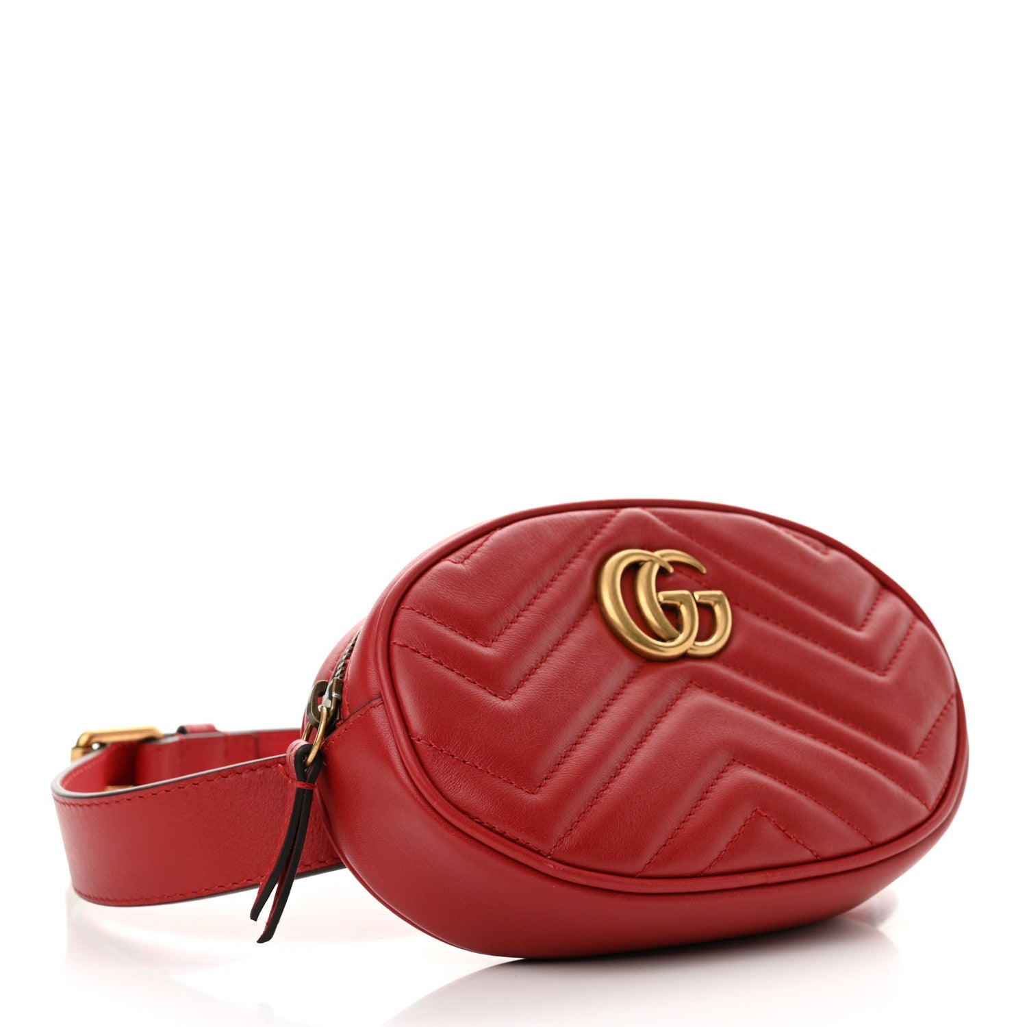 Gucci Calfskin Matelasse GG Marmont Belt Bag 75 30 Hibiscus Red 4 of 12