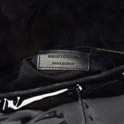 Saint Laurent Patent Lambskin Quilted Medium Loulou Puffer Monogram Chain Satchel Black 7 of 11