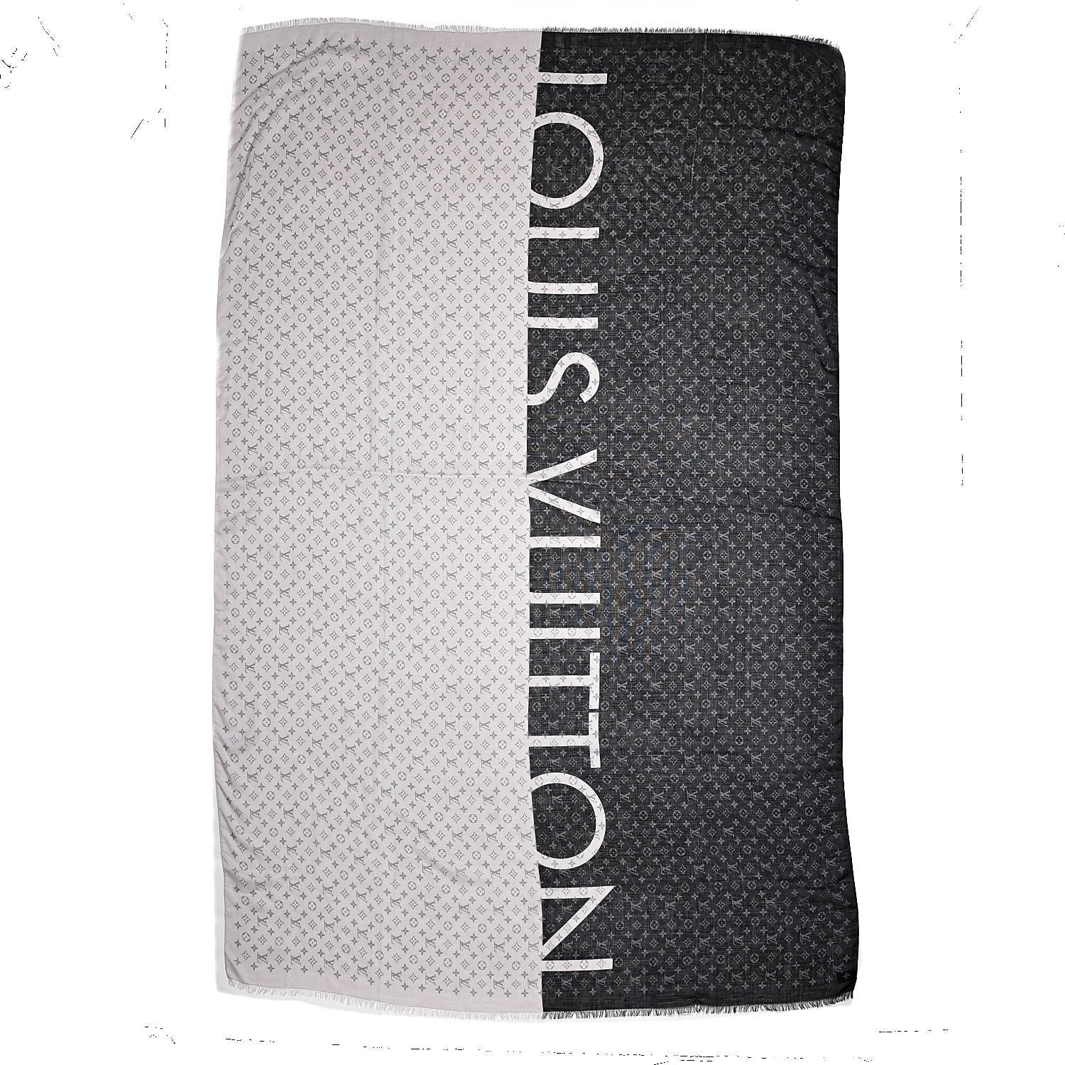 Louis Vuitton Silk Cashmere Monogram Split Stole Black 3 of 5